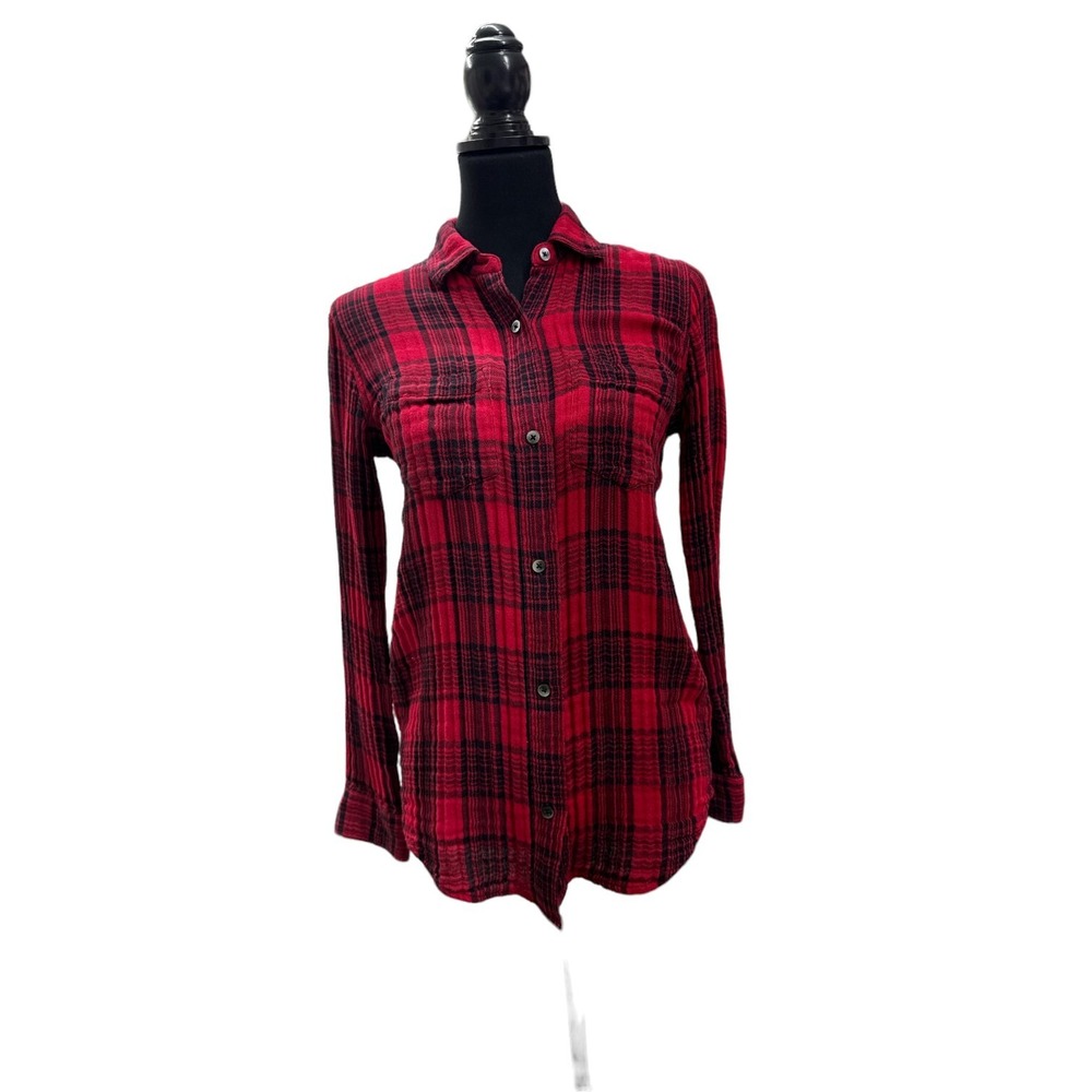 Madewell Oversized Ex-Boyfriend Shirt in Caney Plaid XS‎ Button Front Pockets